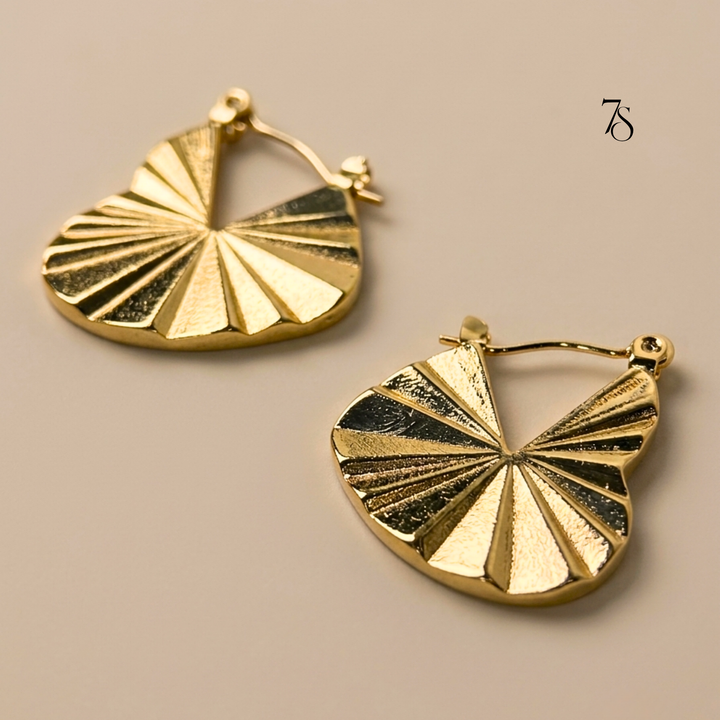 Aura 18K Gold Plated Stainless Steel Fan Hoop Earrings | Tarnish-Free Daily Wear
