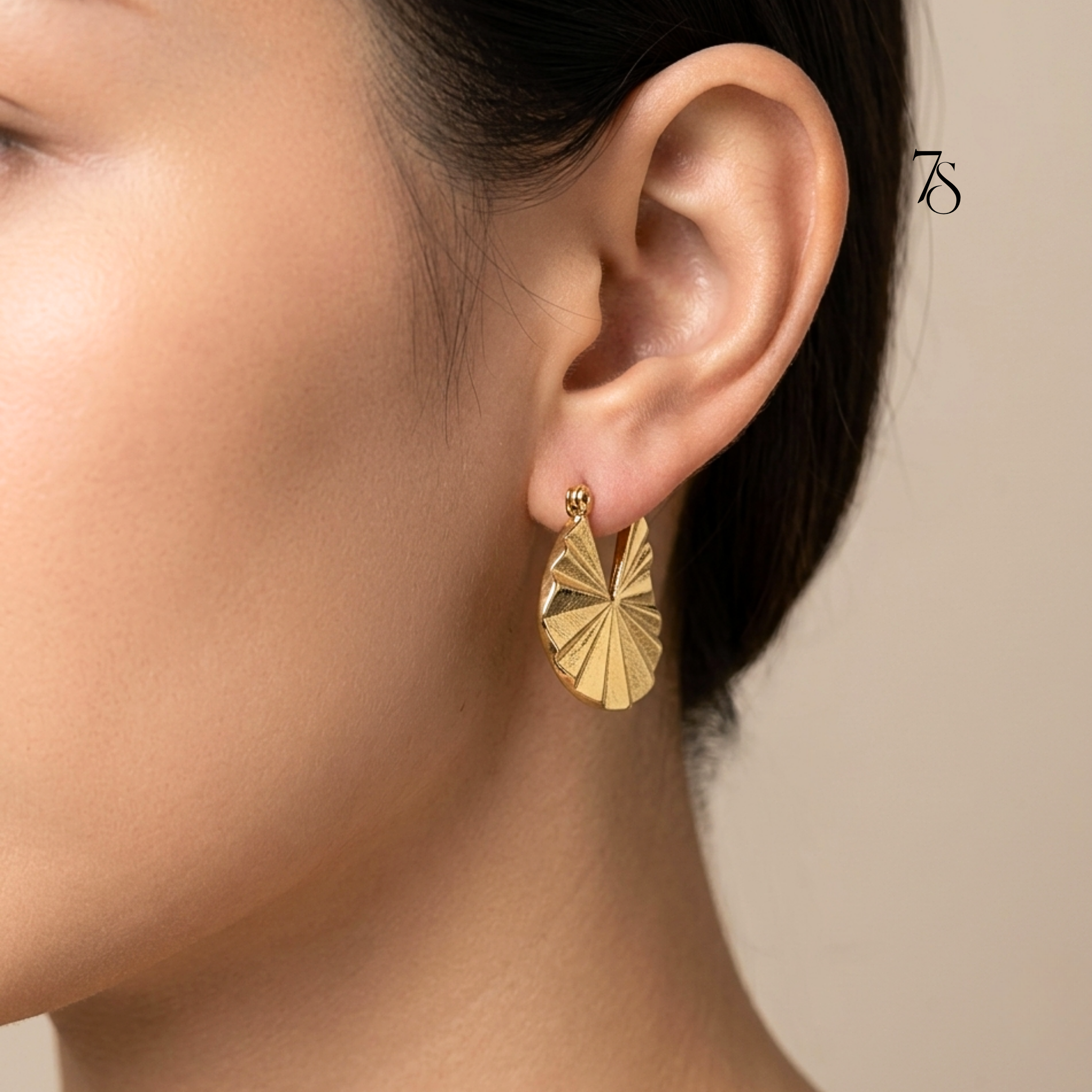 Aura 18K Gold Plated Stainless Steel Fan Hoop Earrings | Tarnish-Free Daily Wear
