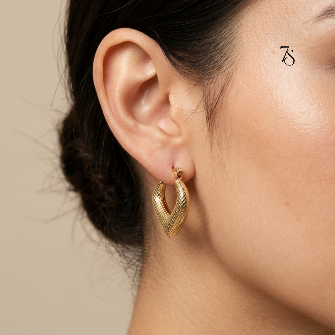 Aura 18K Gold Plated Stainless Steel Fan Hoop Earrings | Tarnish-Free Daily Wear