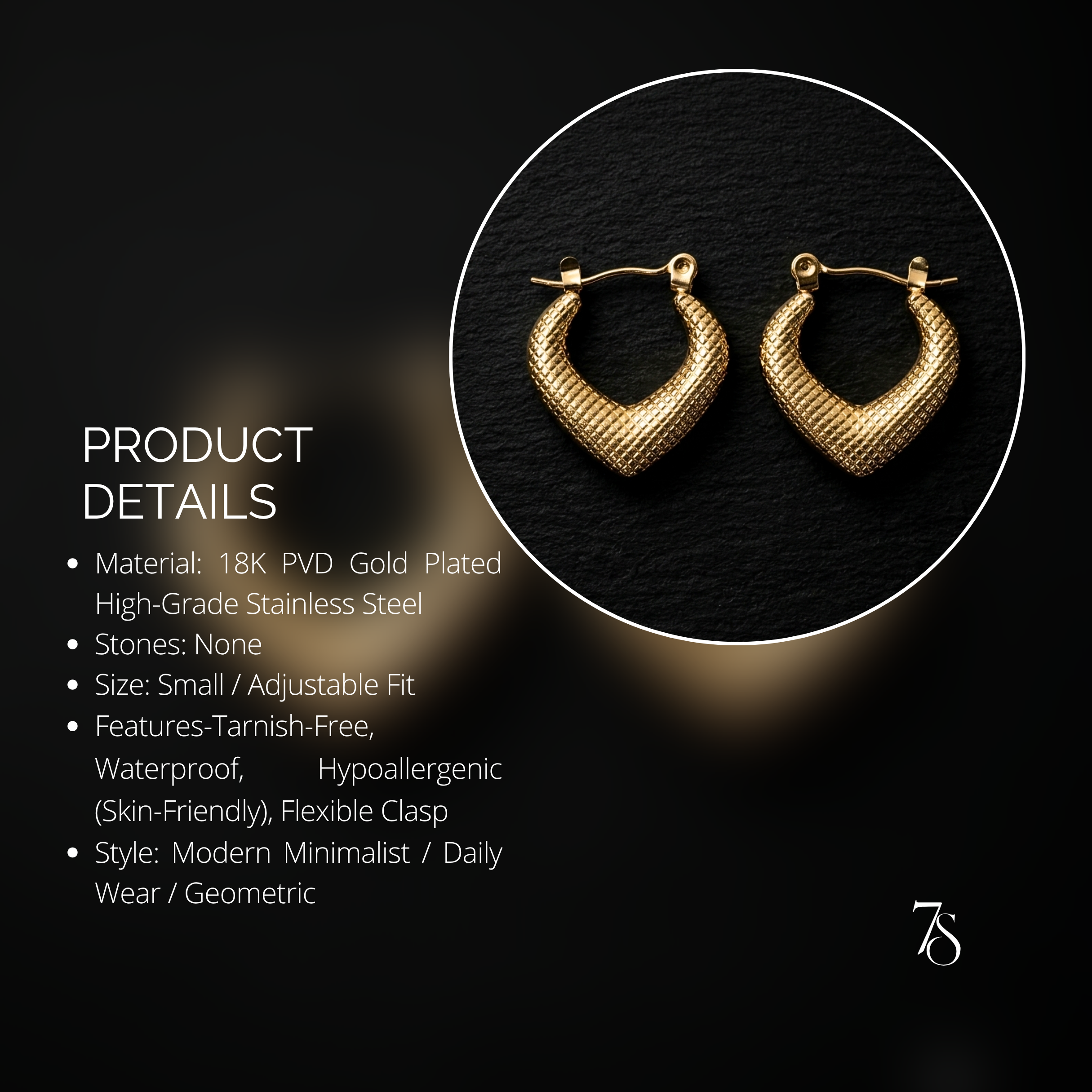 Aura 18K Gold Plated Stainless Steel Fan Hoop Earrings | Tarnish-Free Daily Wear