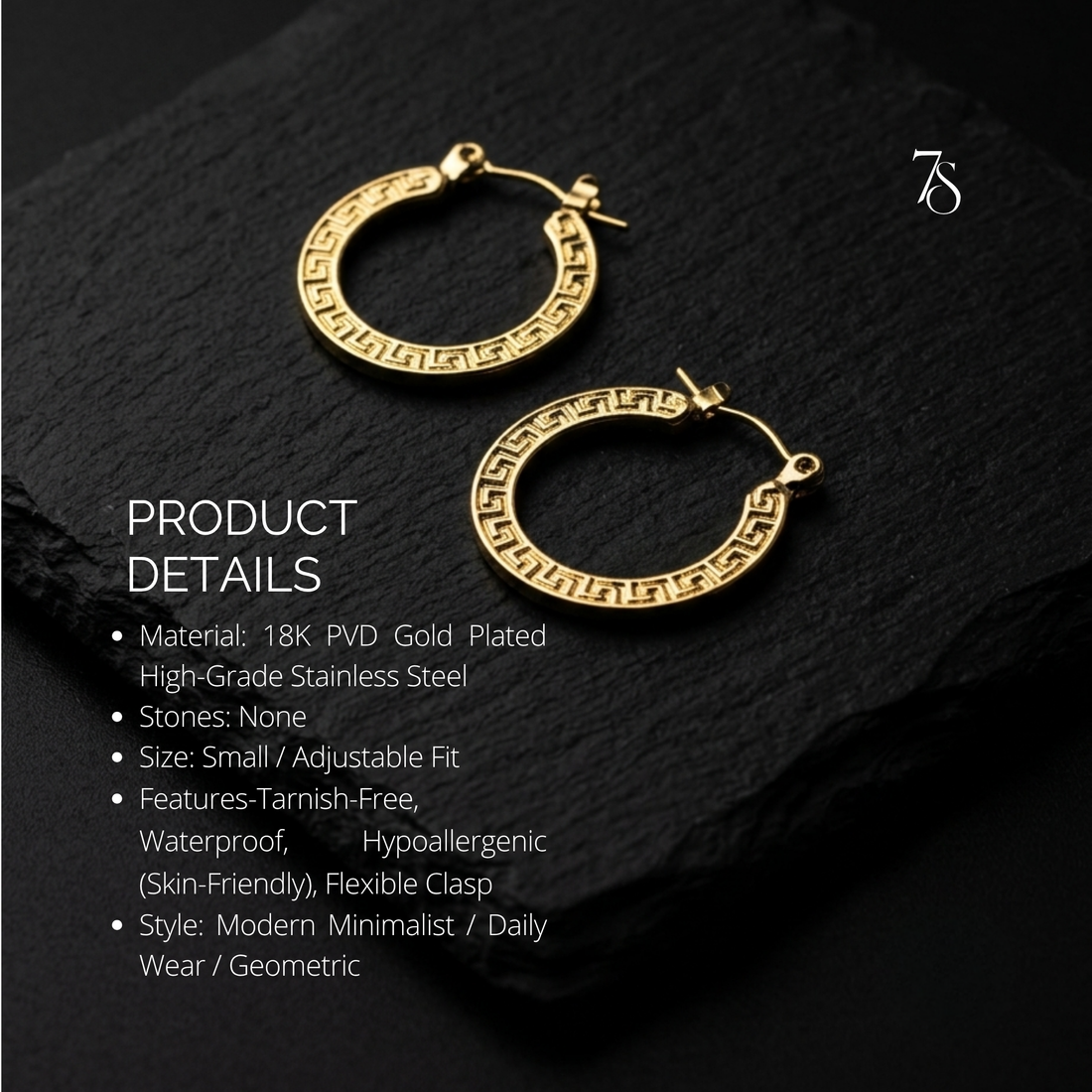 8K Gold Plated Hoop Earrings | Tarnish-Free Daily Wear
