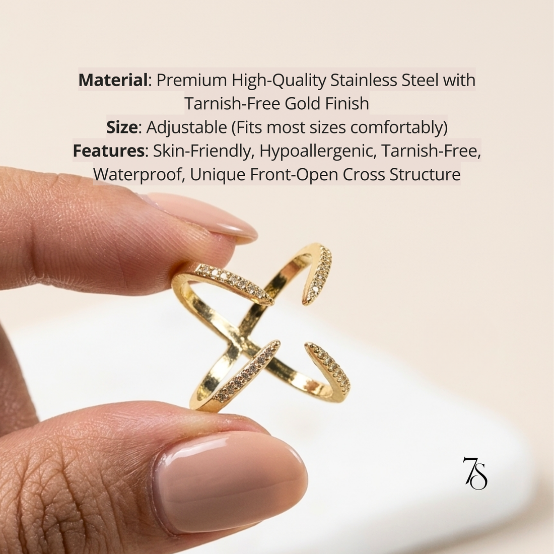 Aura Open-Front Criss-Cross Adjustable Ring
