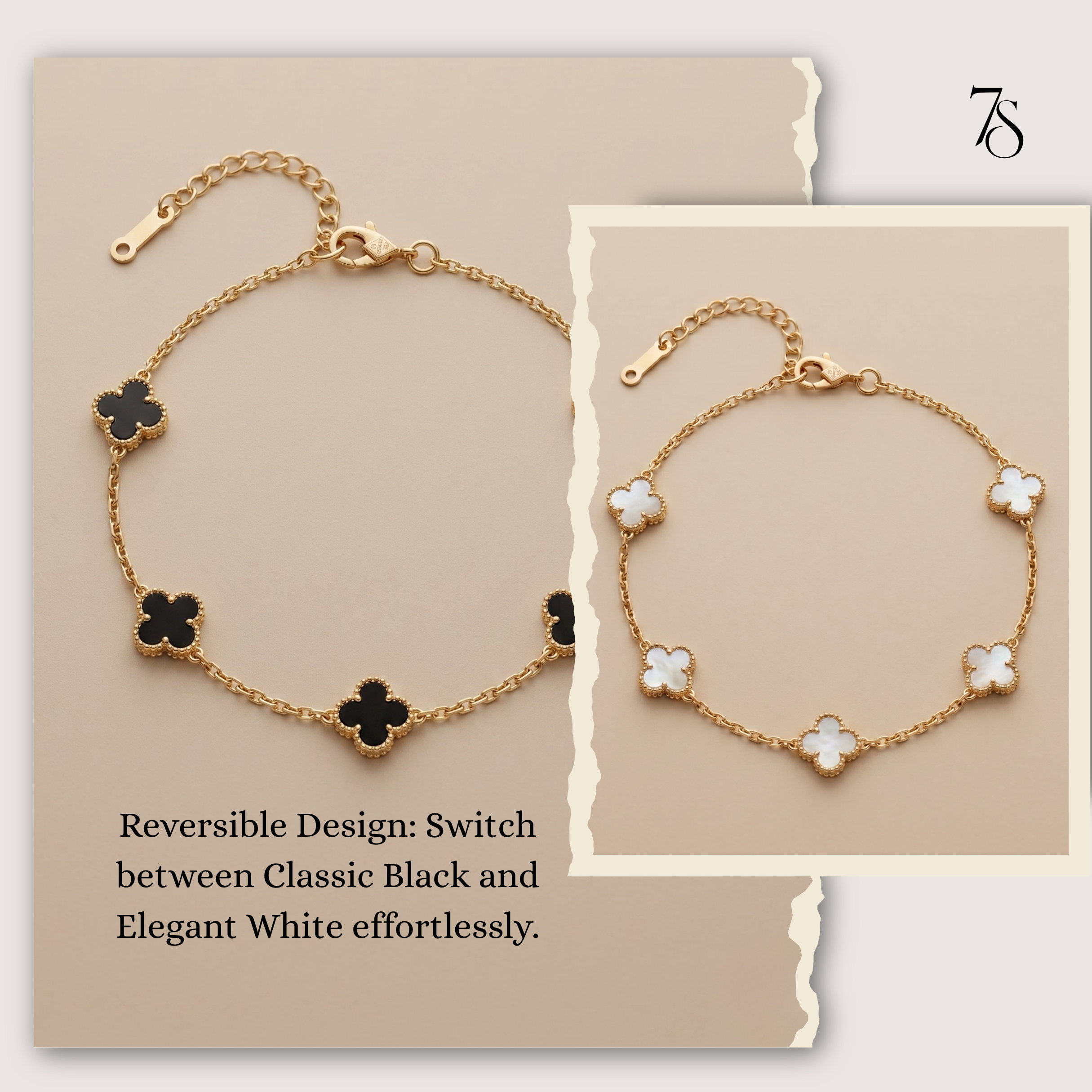 Reversible Clover Charm Bracelet