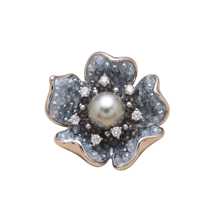 Crystal Flower Brooch