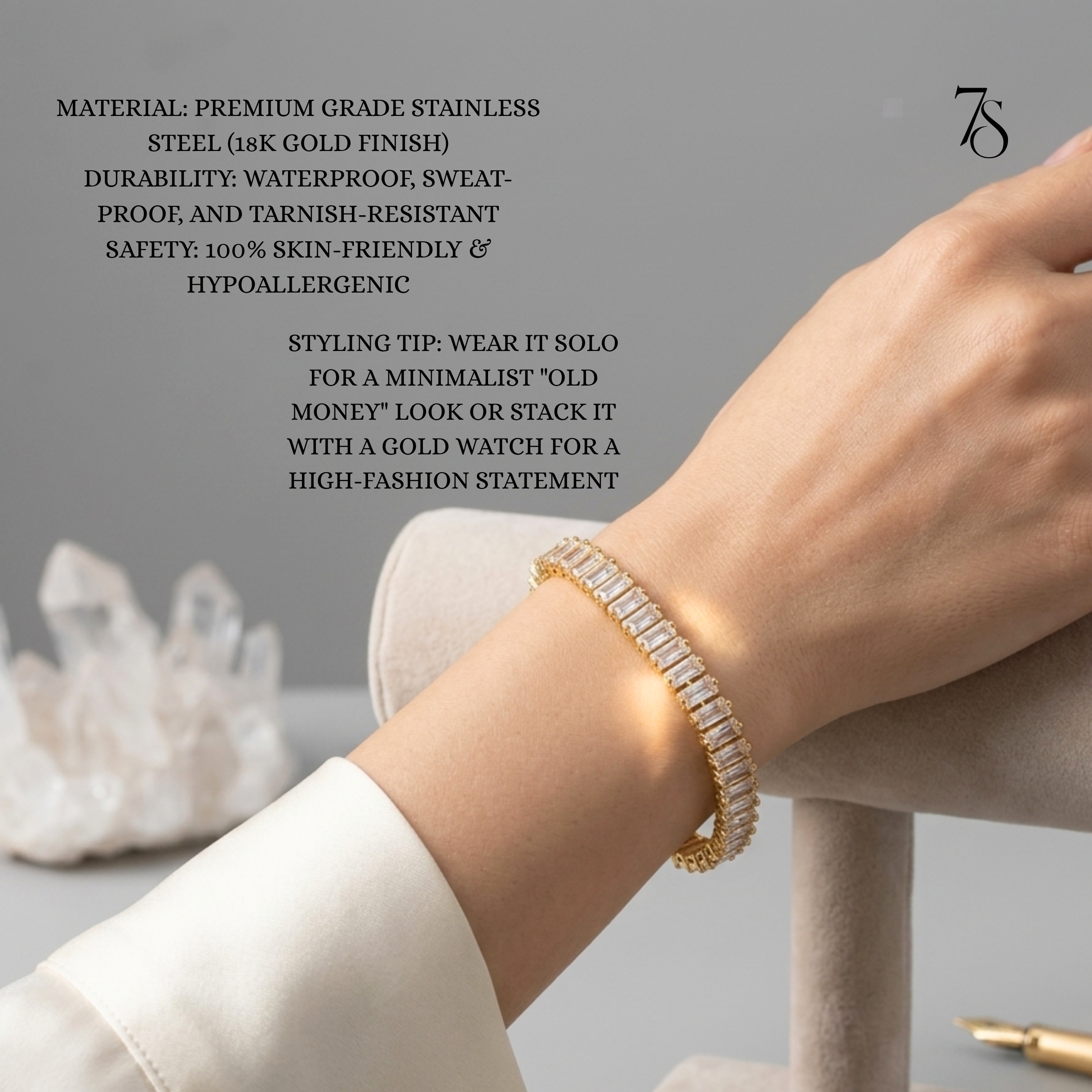 White Baguette Tennis Bracelet