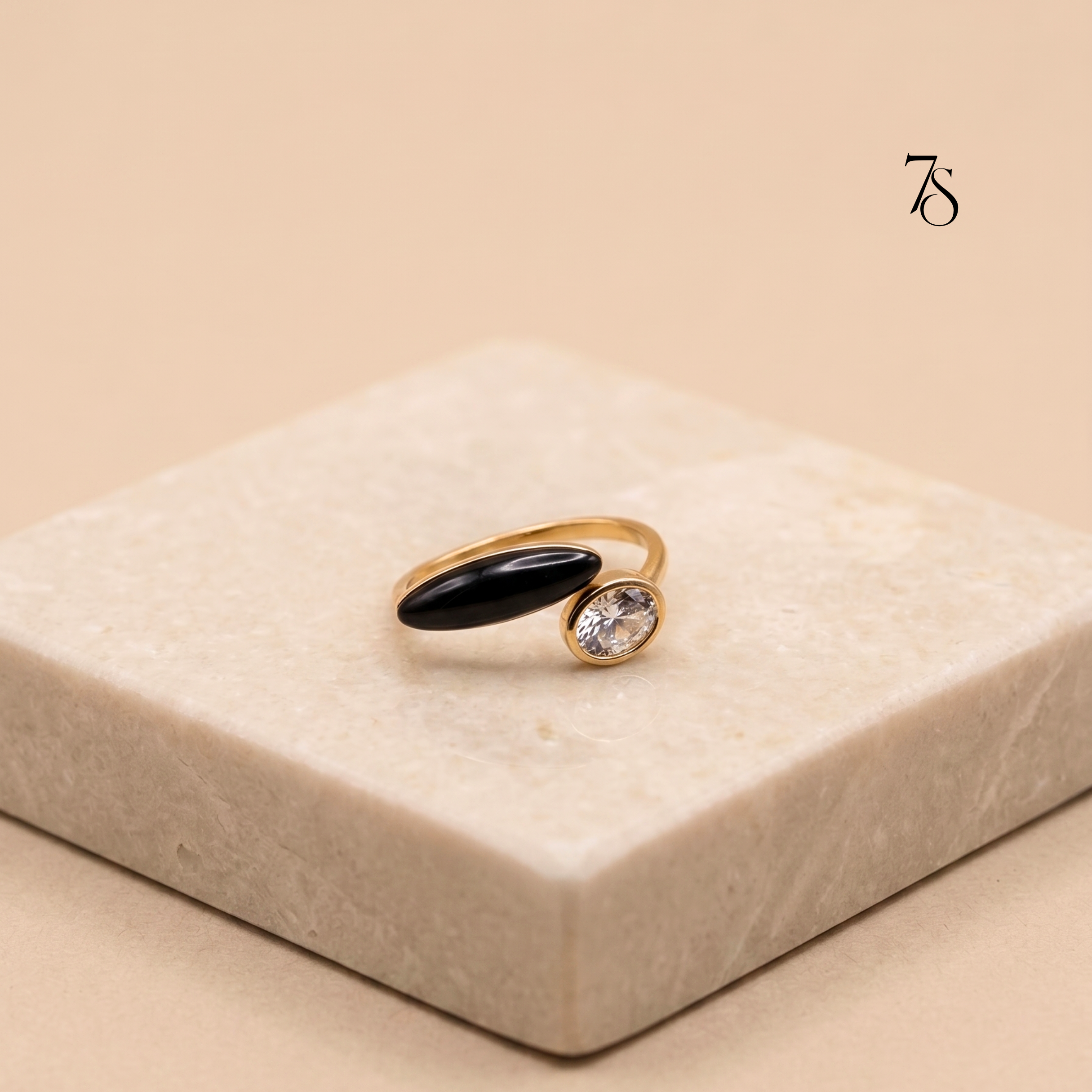 Dual-Stone Adjustable Wrap Ring