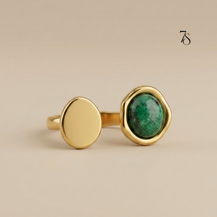 Twin Element Ring | Anti-Tarnish Gold Adjustable Ring