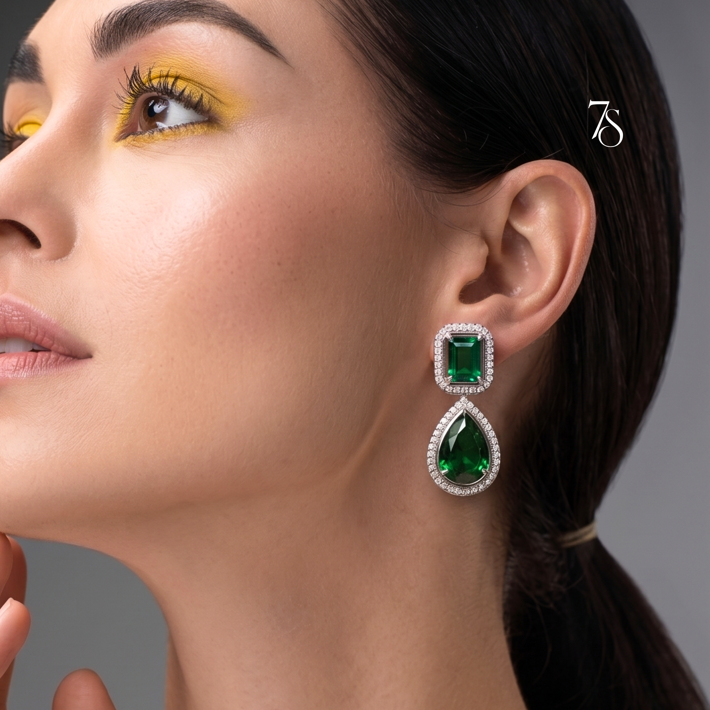 Crystal AD & Zirconia Studded Drop Earrings