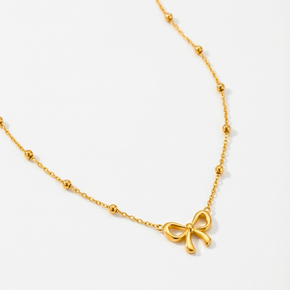 Minimalist Bow Charm Necklace