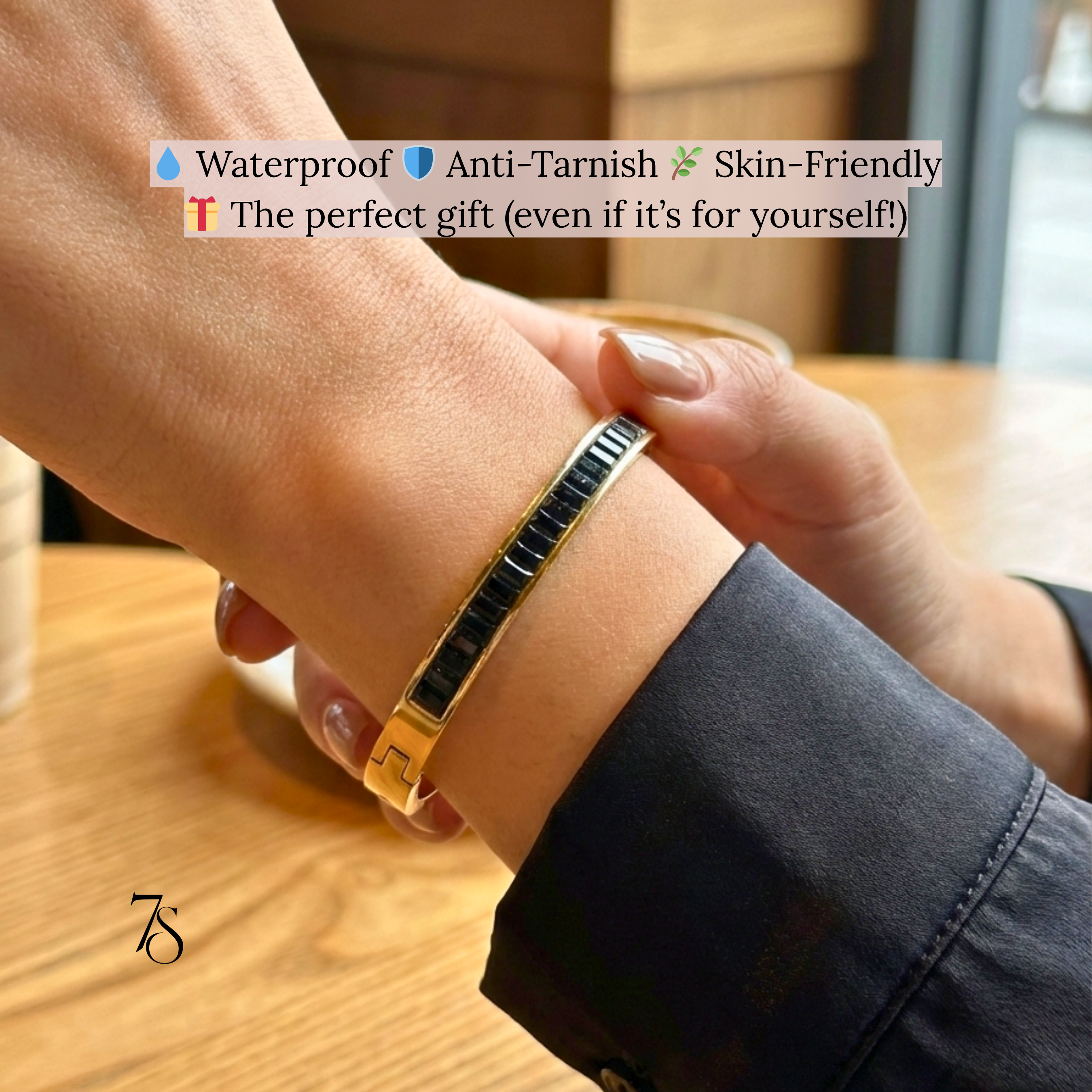 The Midnight Black Bangle Bracelet