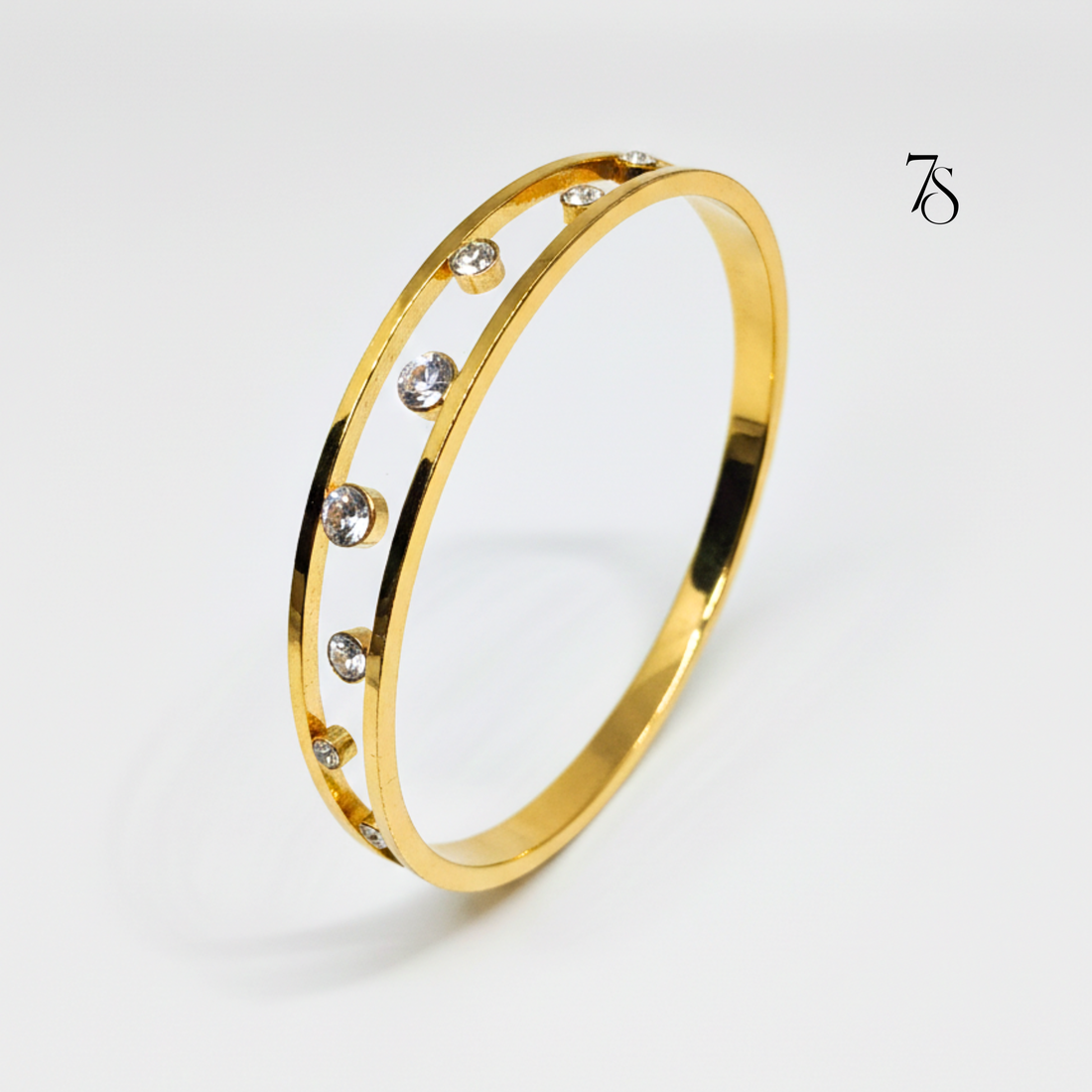 The Kyra Floating Stones Bangle Bracelet