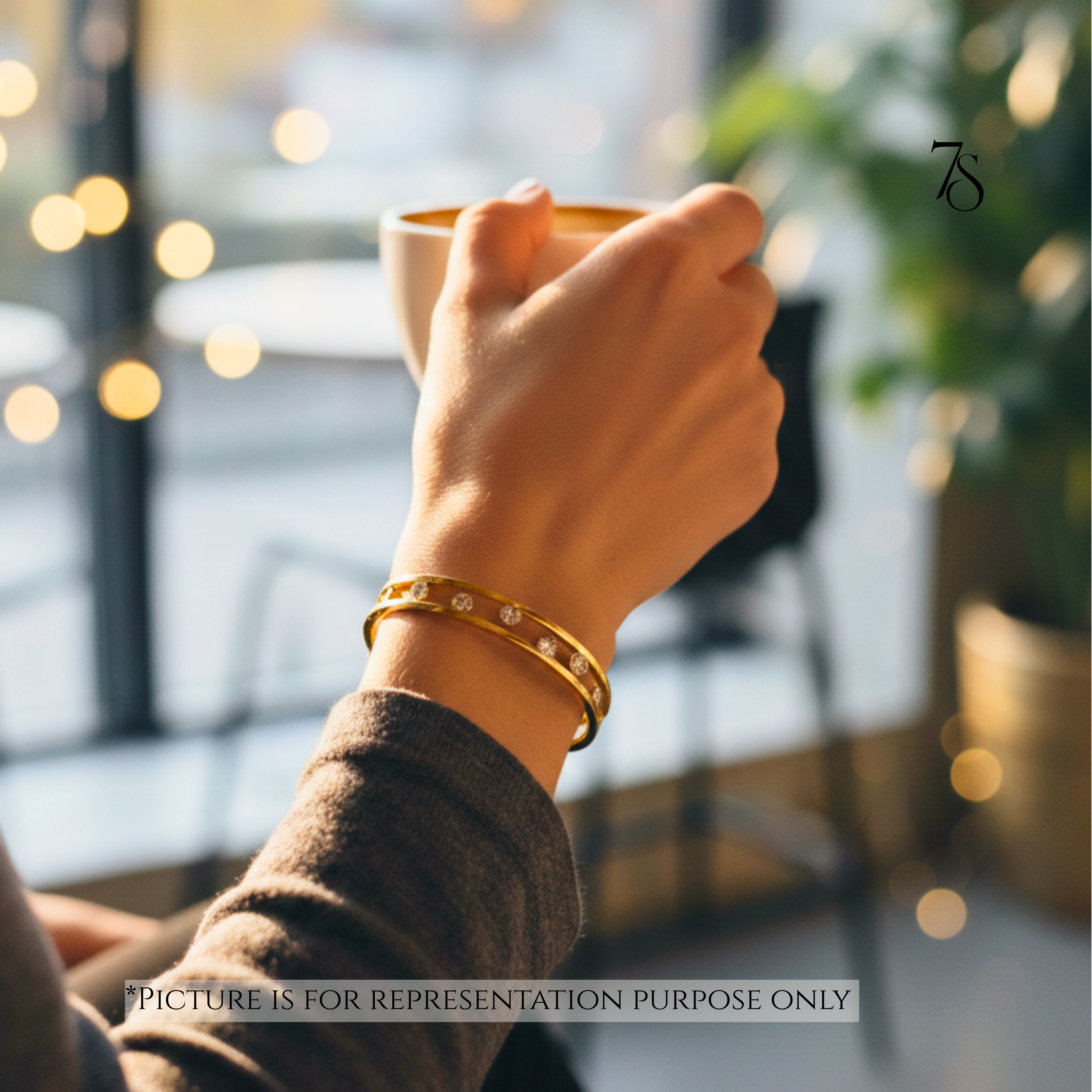 The Kyra Floating Stones Bangle Bracelet