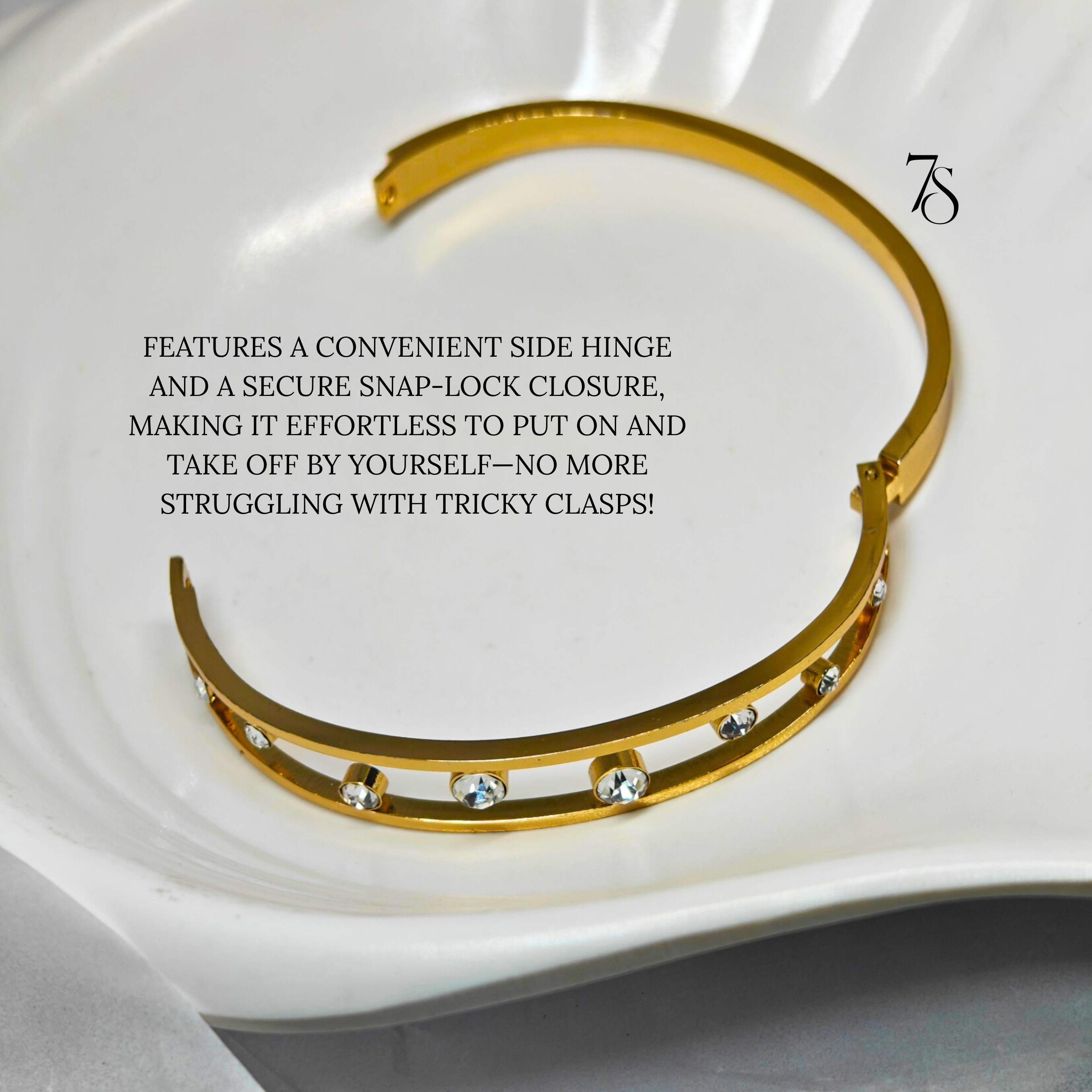 The Kyra Floating Stones Bangle Bracelet