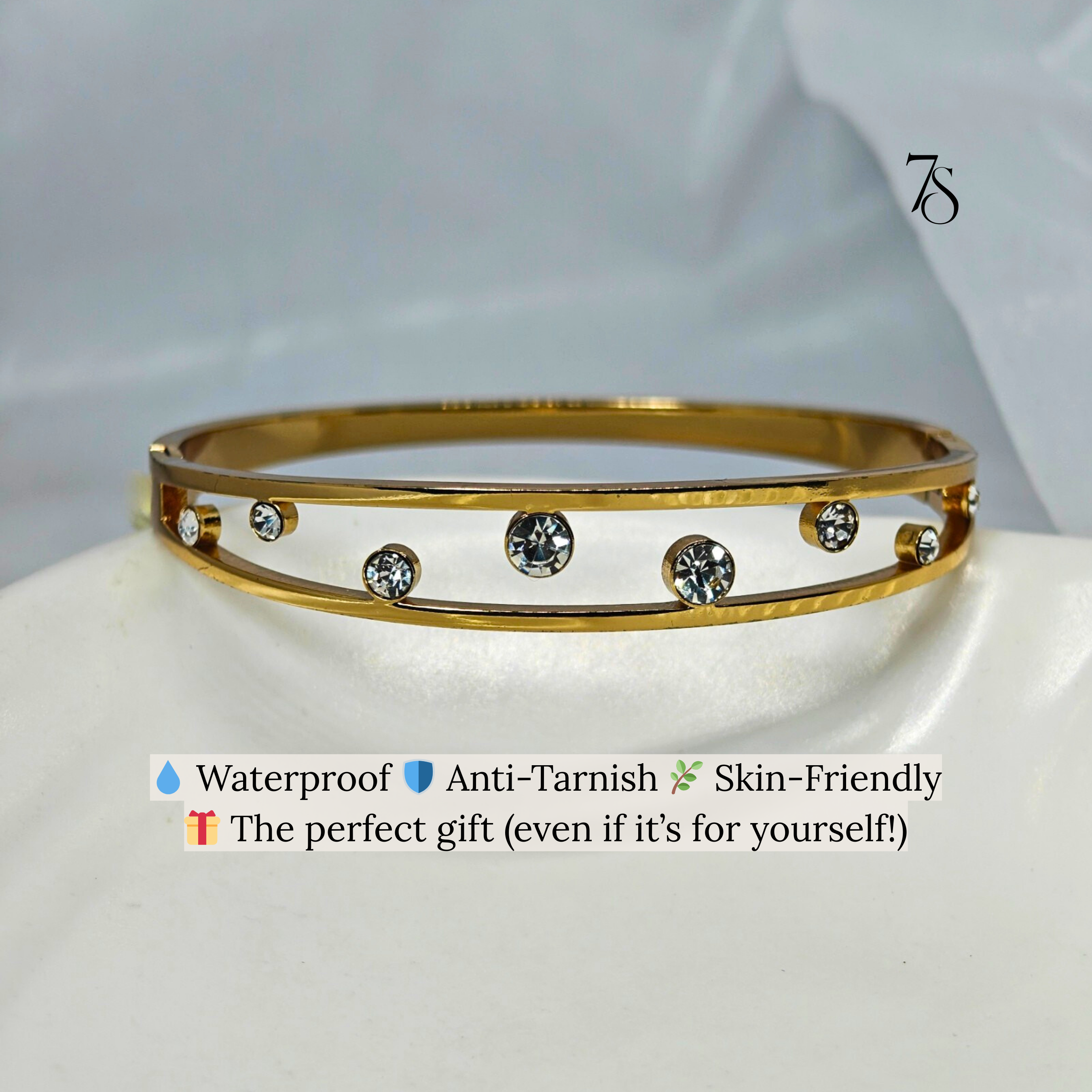 The Kyra Floating Stones Bangle Bracelet