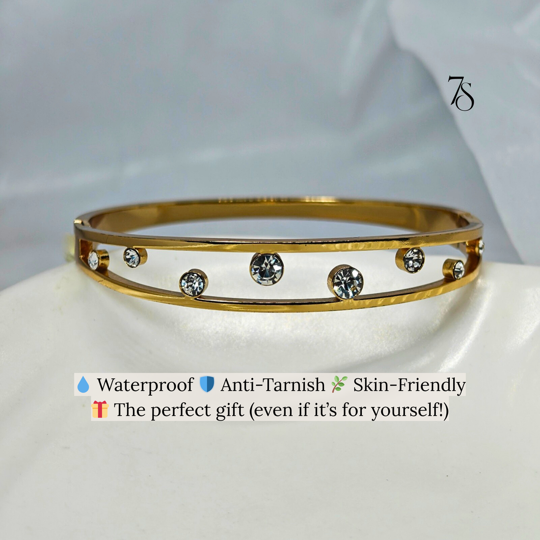 The Kyra Floating Stones Bangle Bracelet