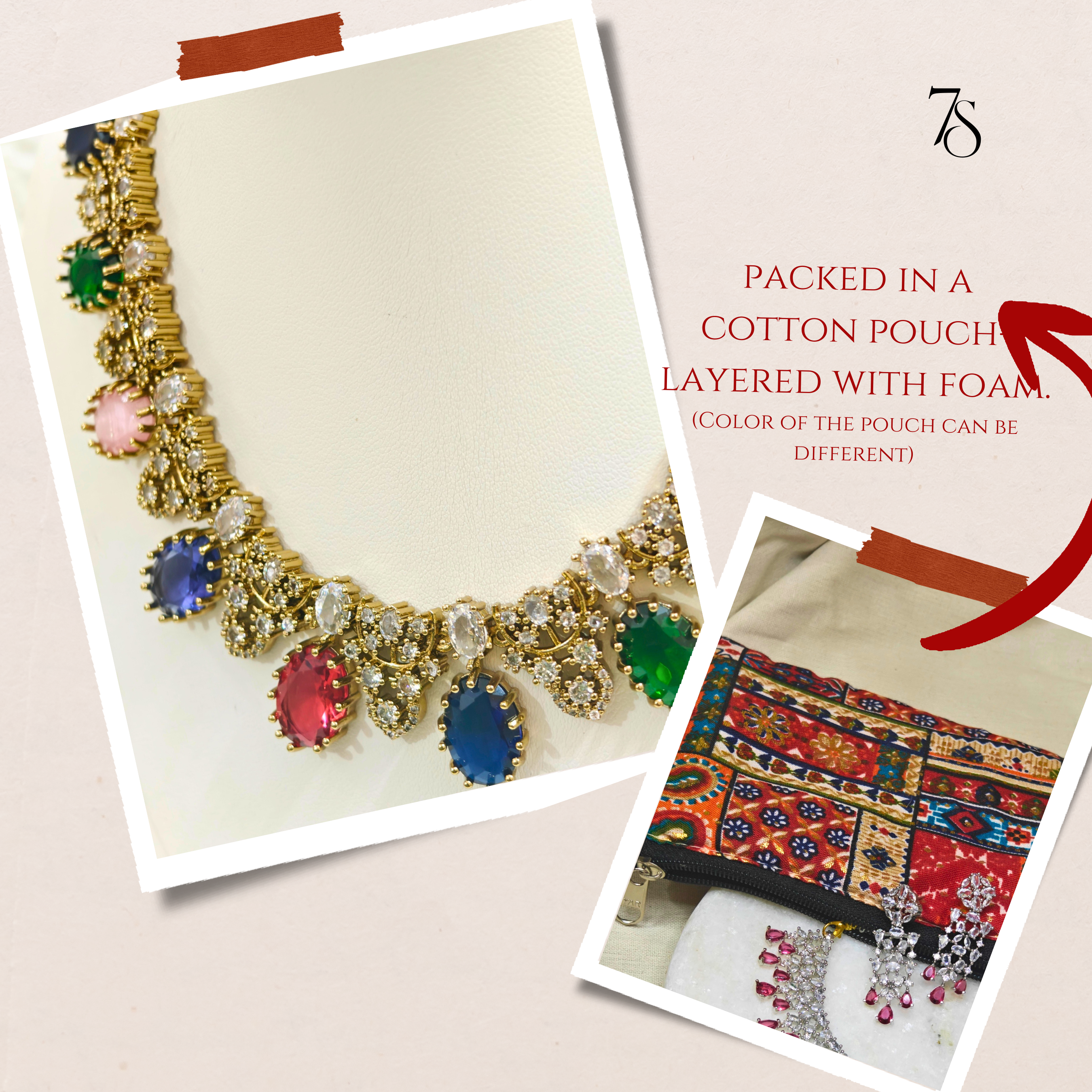 Multi-Color American Diamond (AD) Studded Necklace Set