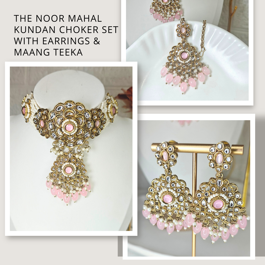 The Noor Mahal Kundan Choker Set with Earrings & Maang Teeka