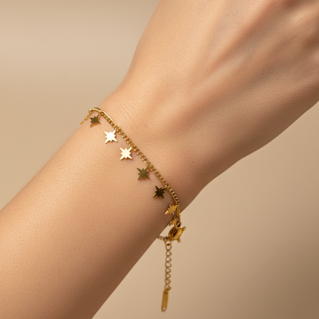 18K Gold Plated Minimalist Star Charm Bracelet