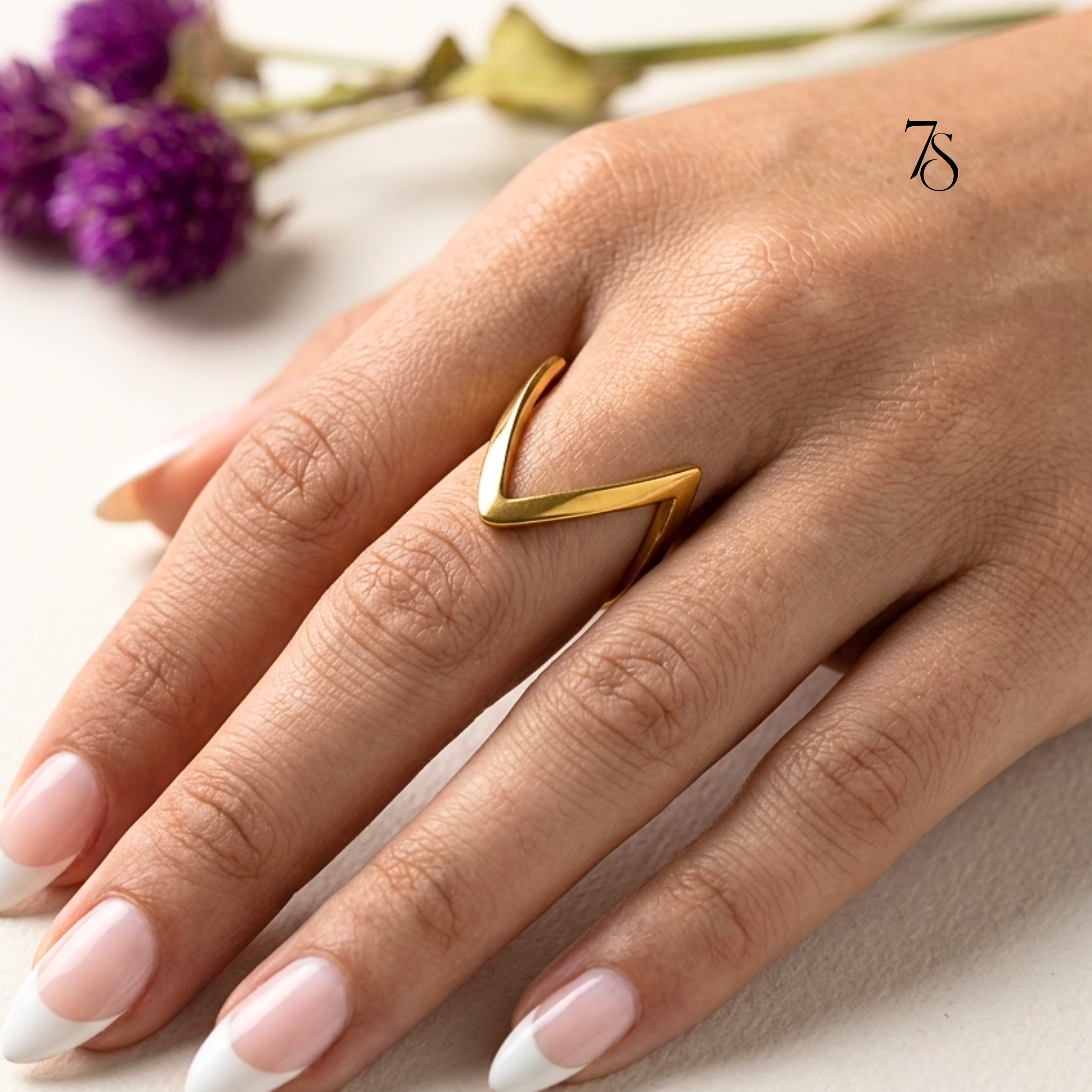 Minimalist V-Shape Gold Ring